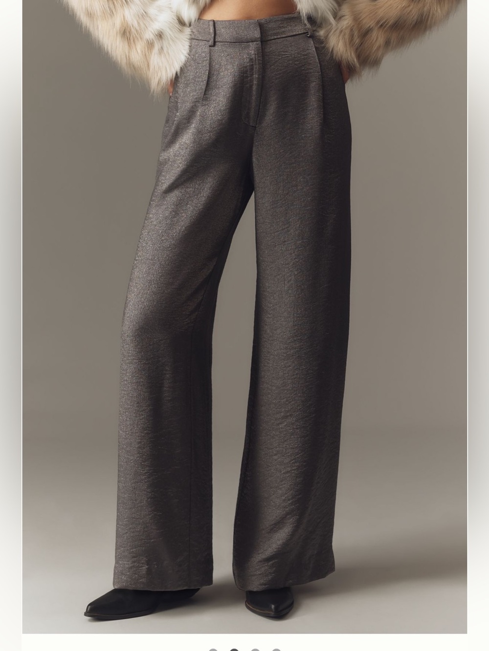 Maeve Wide-Leg Dress Pants — metallic Gray